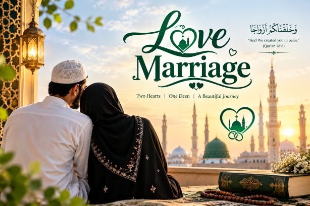 Couple together at a mosque courtyard